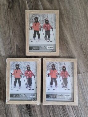 5x7 Picture Frames (3 Pack) Light Wood Color Photo Decor Green Tree Gallery NEW